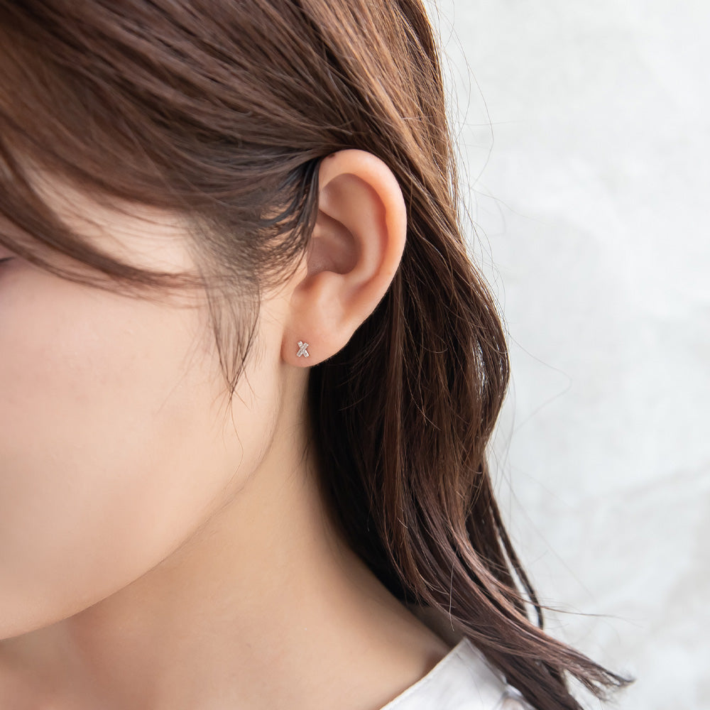 ピアス ニッケルフリー シルバー925 ミニ クロス スタッドピアス