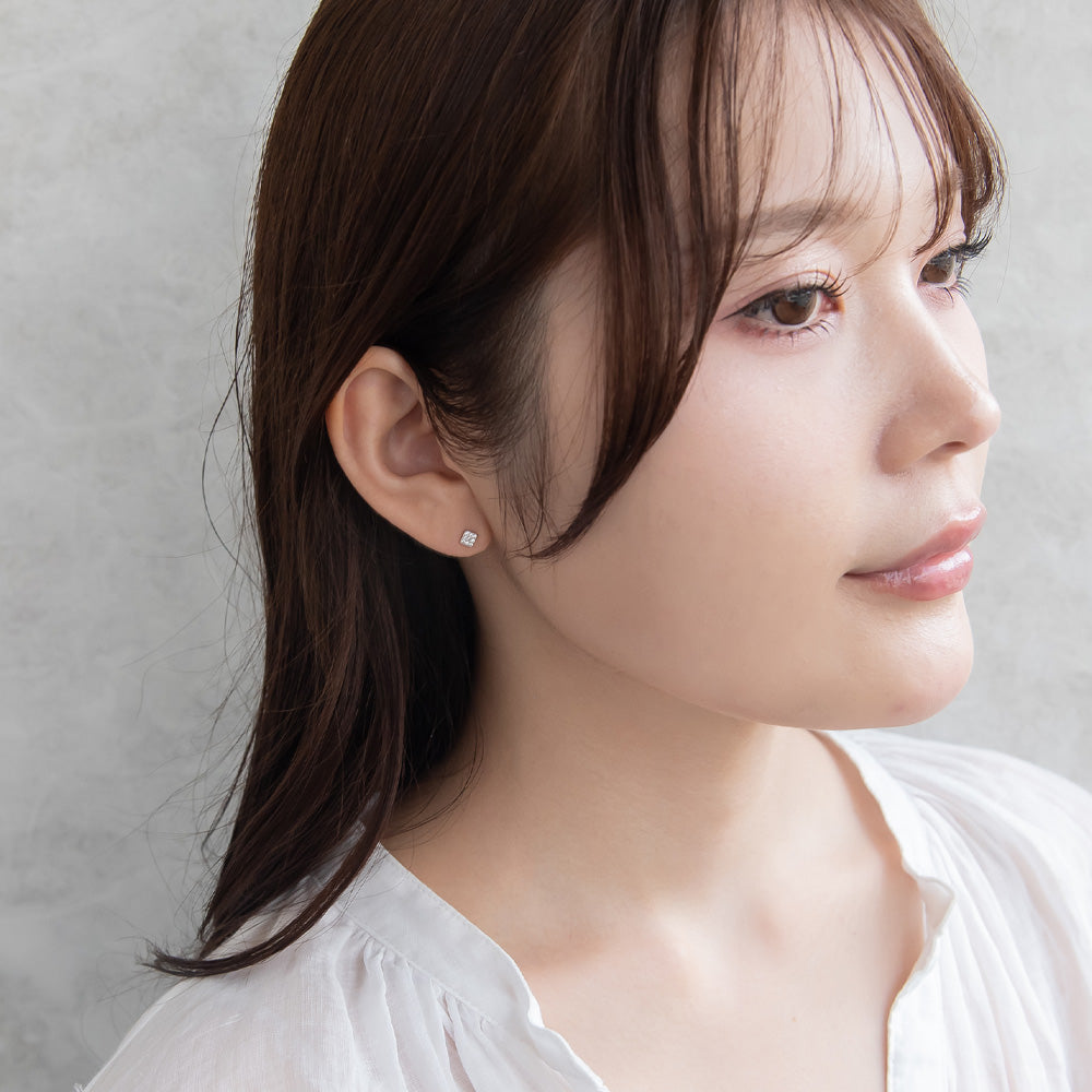 ピアス ニッケルフリー シルバー925 ミニ スクエア スタッドピアス