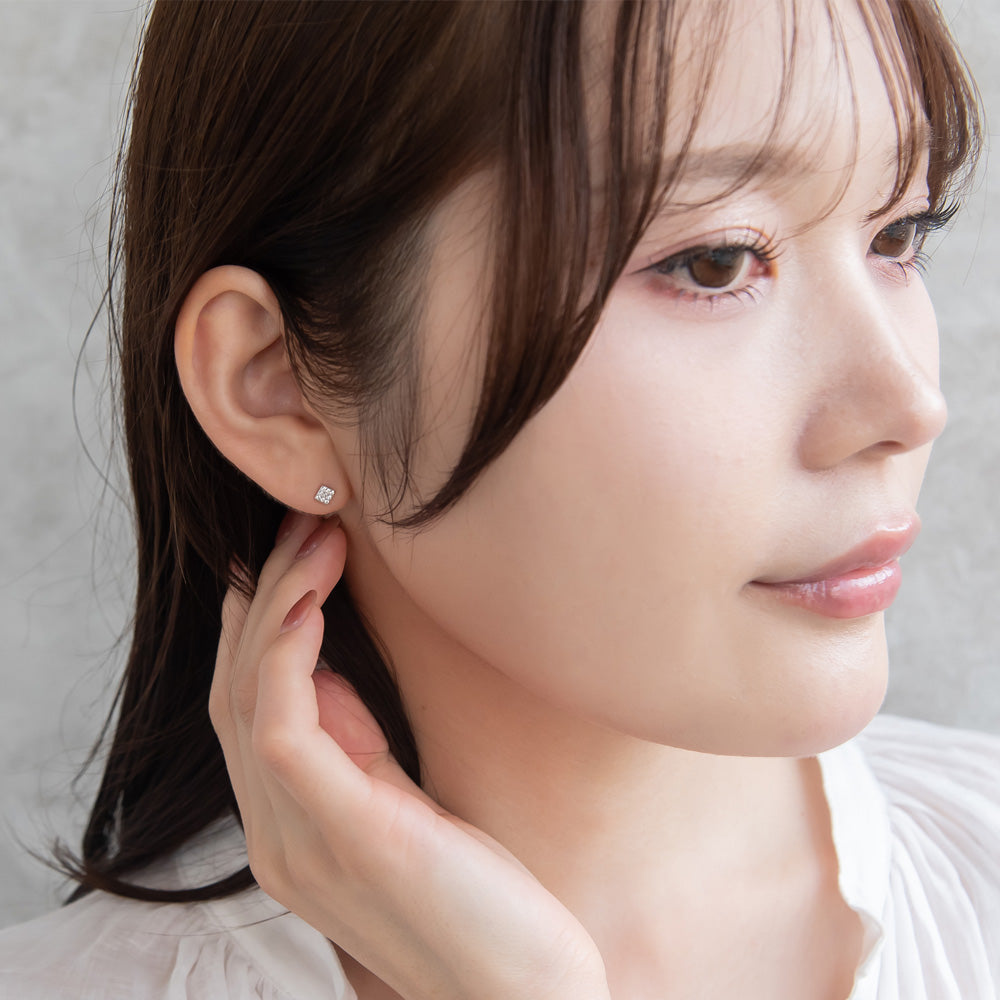 ピアス ニッケルフリー シルバー925 ミニ スクエア スタッドピアス