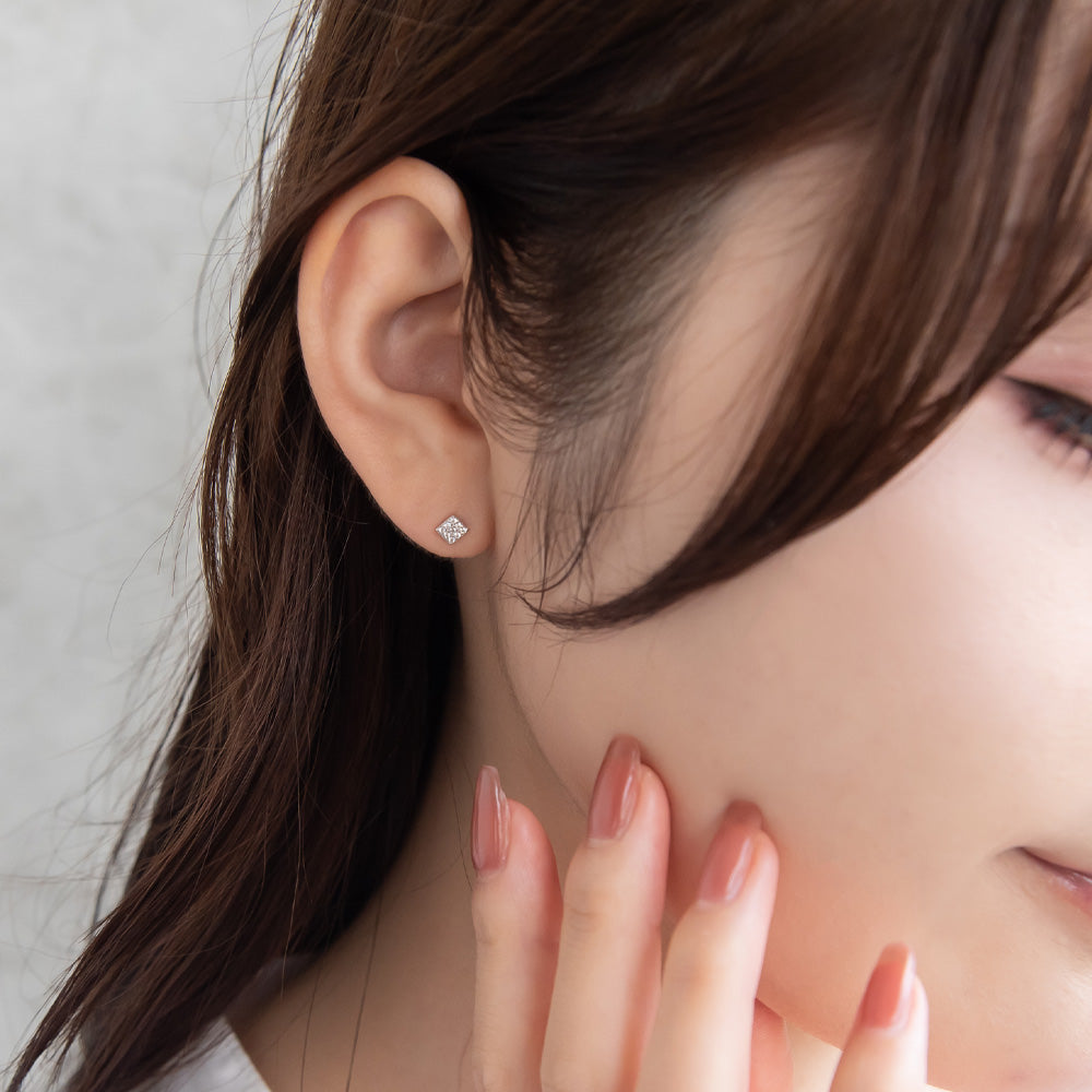 ピアス ニッケルフリー シルバー925 ミニ スクエア スタッドピアス