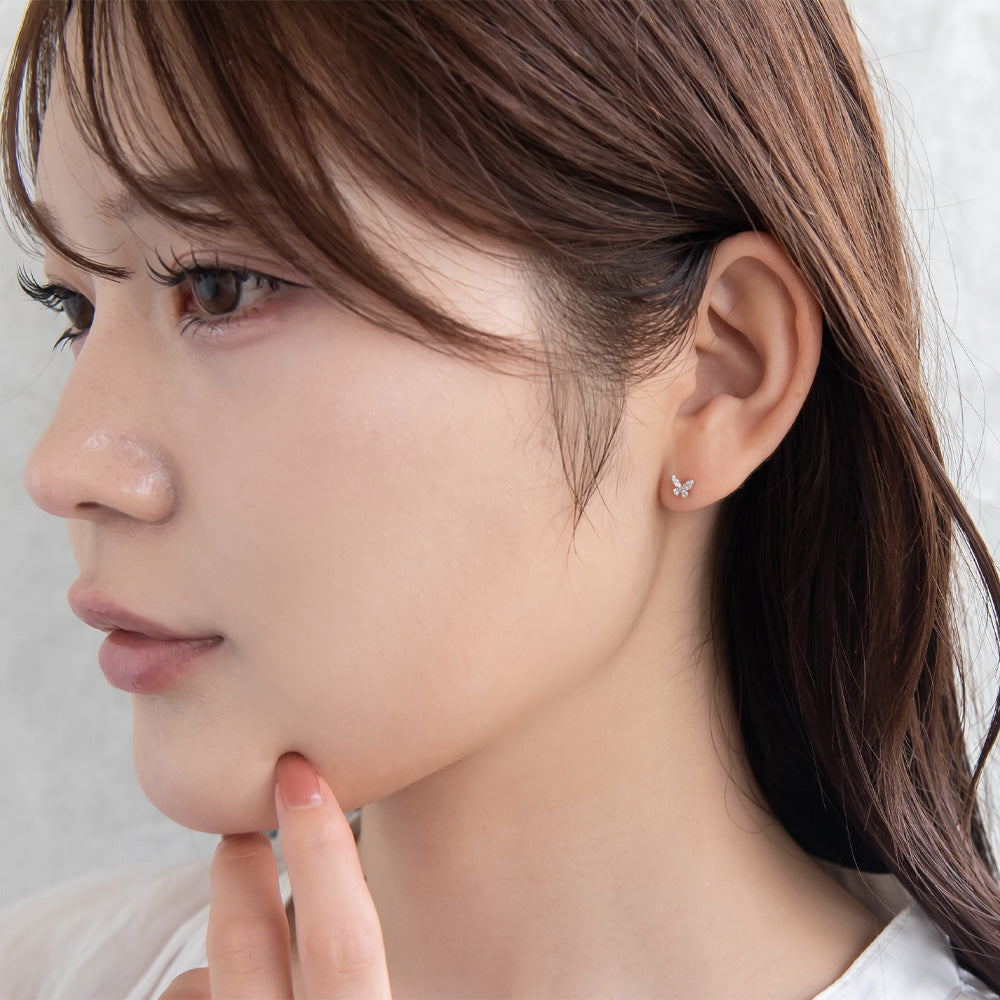 ピアス ニッケルフリー シルバー925 ミニ バタフライ スタッドピアス
