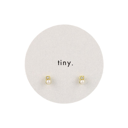 ピアス tiny. ニッケルフリー メタル ストーン パール ライン 小粒 スタッドピアス