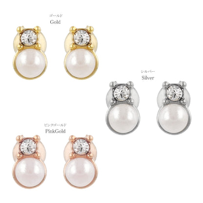 ピアス tiny. ニッケルフリー メタル ストーン パール ライン 小粒 スタッドピアス