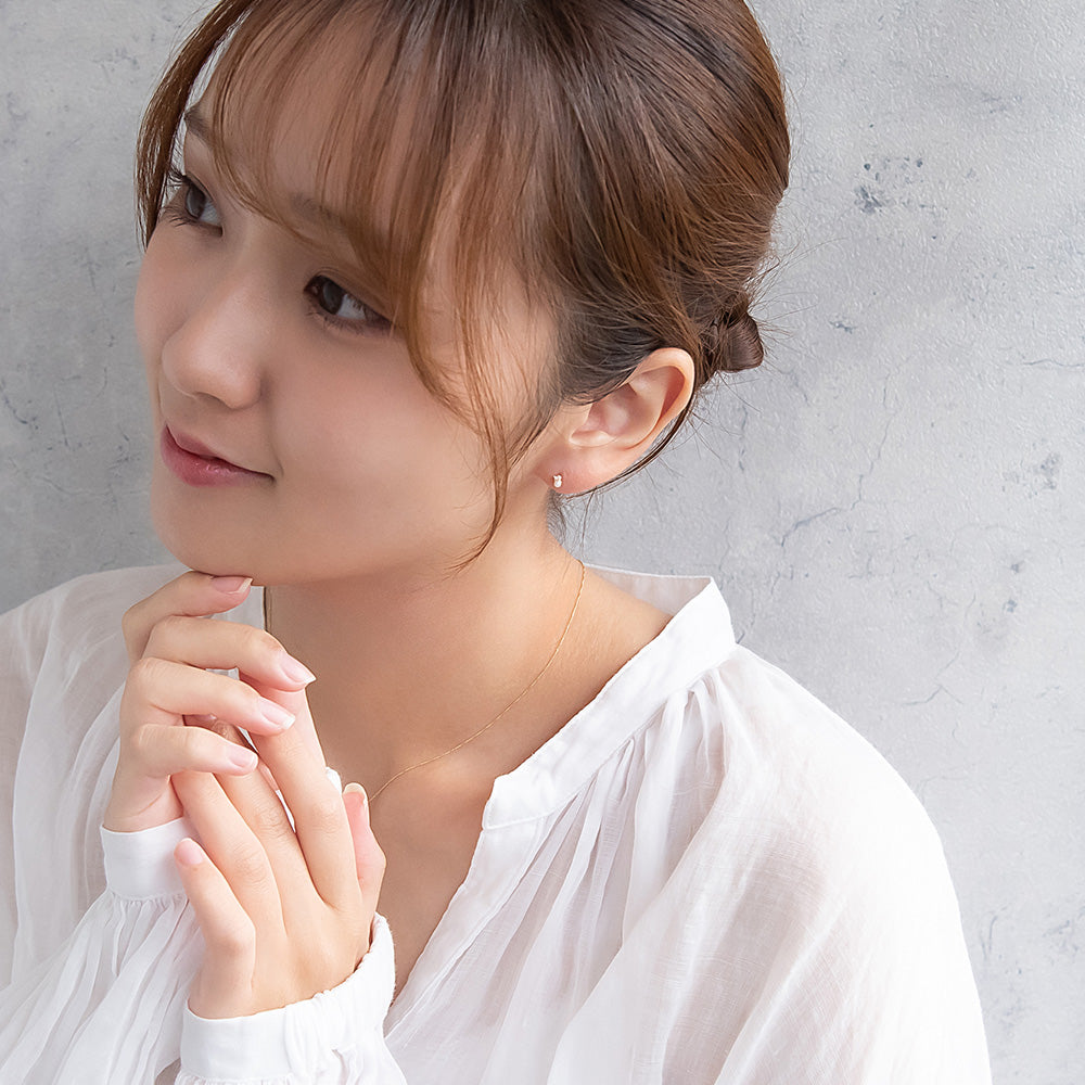 ピアス tiny. ニッケルフリー メタル ストーン パール ライン 小粒 スタッドピアス