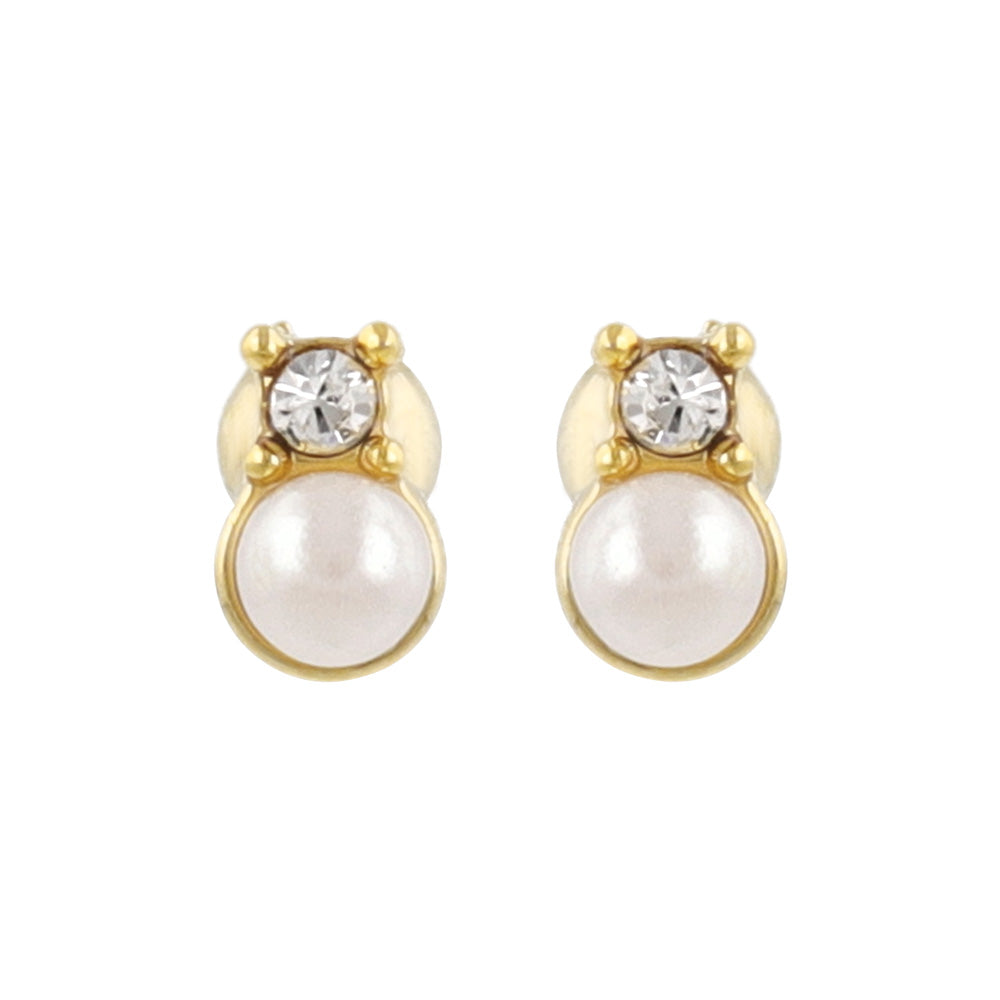 ピアス tiny. ニッケルフリー メタル ストーン パール ライン 小粒 スタッドピアス