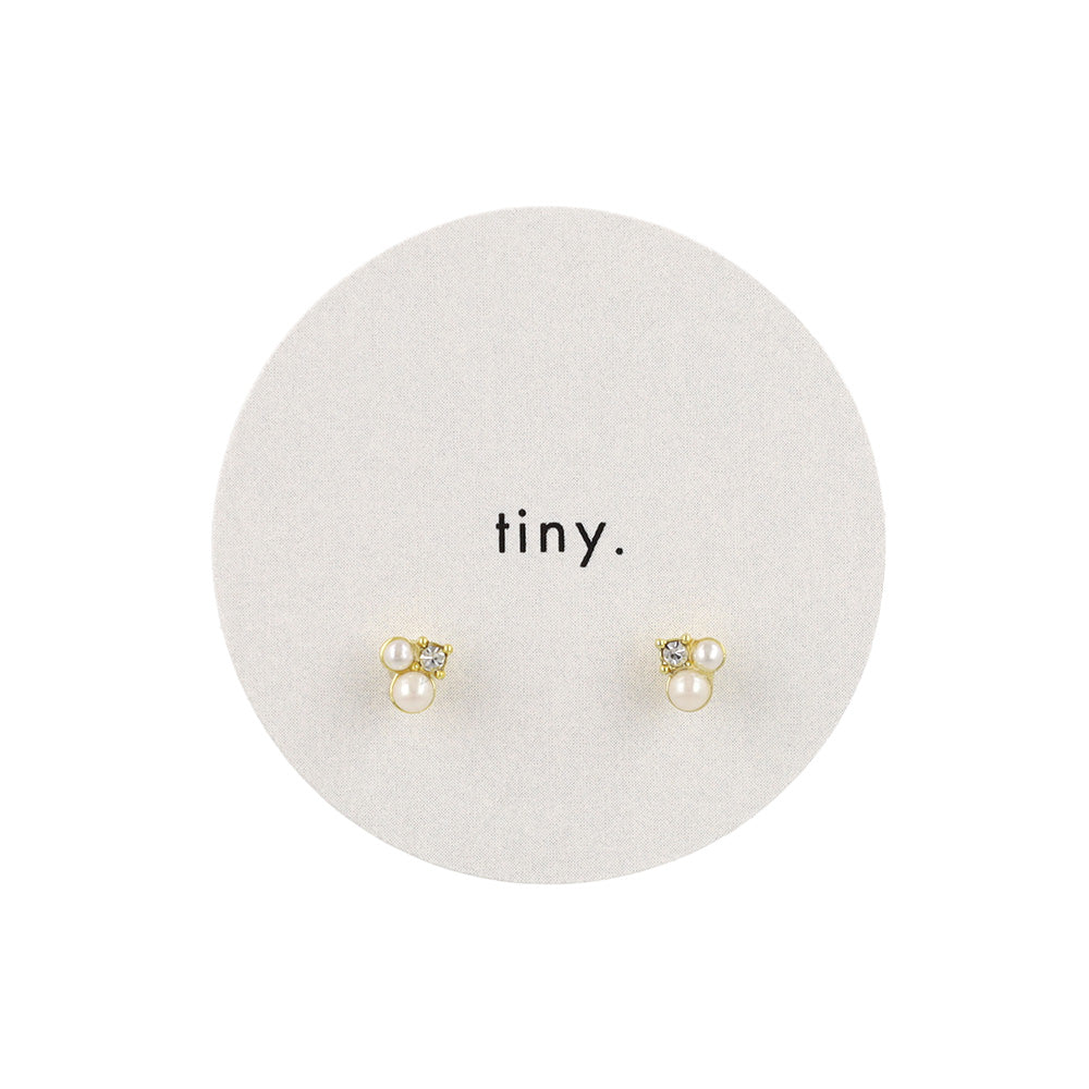 ピアス tiny. ニッケルフリー メタル ストーン ダブル パール 小粒 スタッドピアス