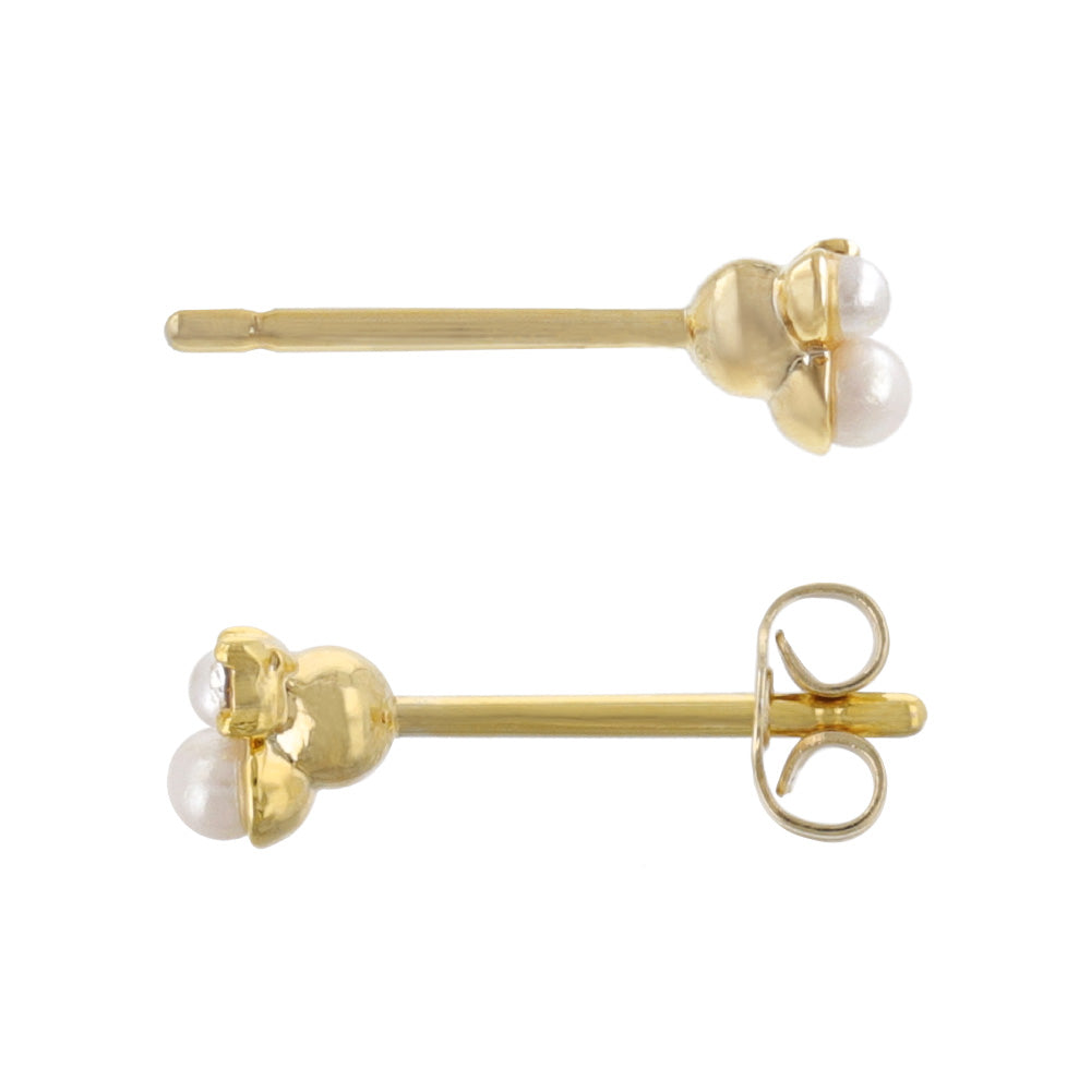 ピアス tiny. ニッケルフリー メタル ストーン ダブル パール 小粒 スタッドピアス