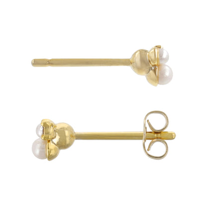 ピアス tiny. ニッケルフリー メタル ストーン ダブル パール 小粒 スタッドピアス
