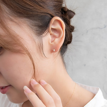 ピアス tiny. ニッケルフリー メタル ストーン ダブル パール 小粒 スタッドピアス