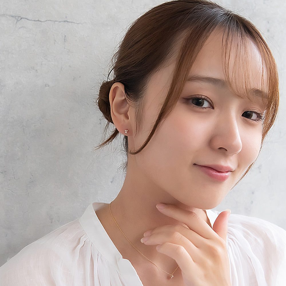 ピアス tiny. ニッケルフリー メタル ストーン ダブル パール 小粒