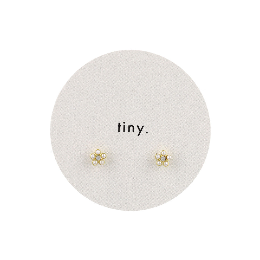 ピアス tiny. ニッケルフリー メタル ストーン パール フラワー 小粒 スタッドピアス
