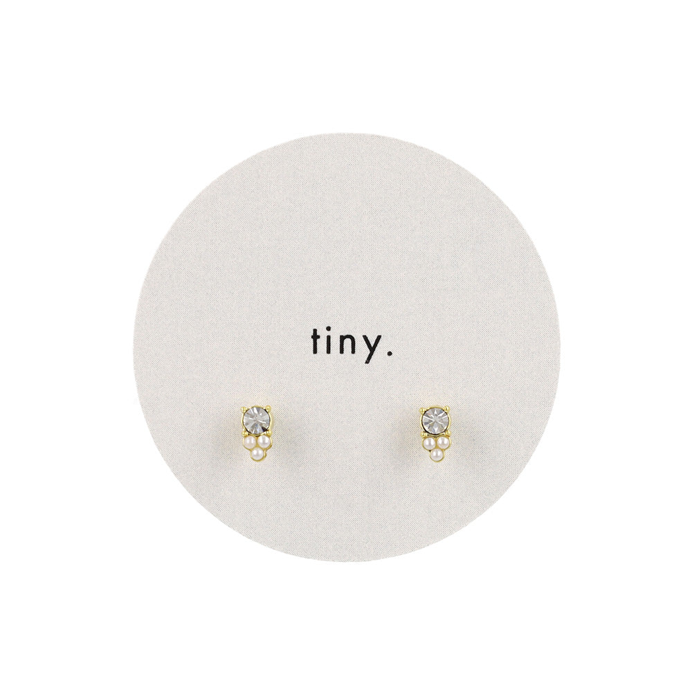 ピアス tiny. ニッケルフリー メタル ストーン トリプル パール 小粒 スタッドピアス