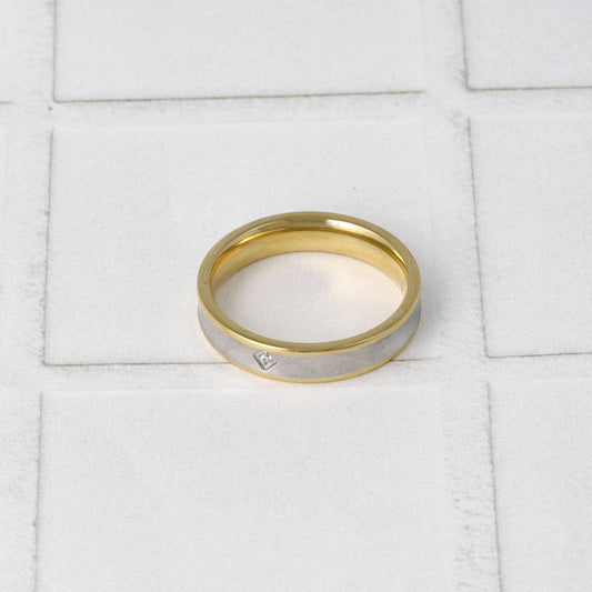 リング ステンレス コンビカラー  キュービックジルコニア センター ミニ ロンバス 11号 13号 15号 17号 指輪