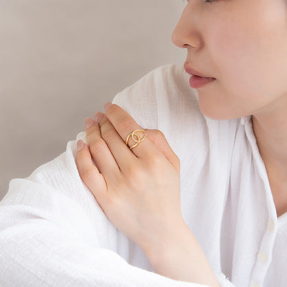 リング ステンレス キュービックジルコニア ハーフ ループ ライン フリーサイズ 指輪