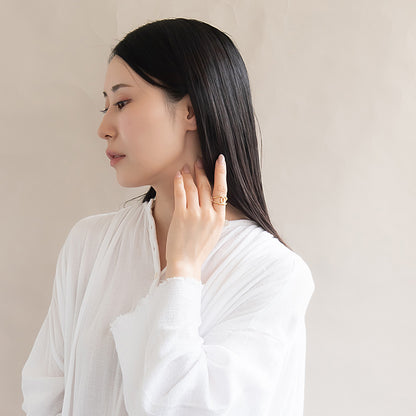 リング ステンレス キュービックジルコニア ハーフ ループ ライン フリーサイズ 指輪