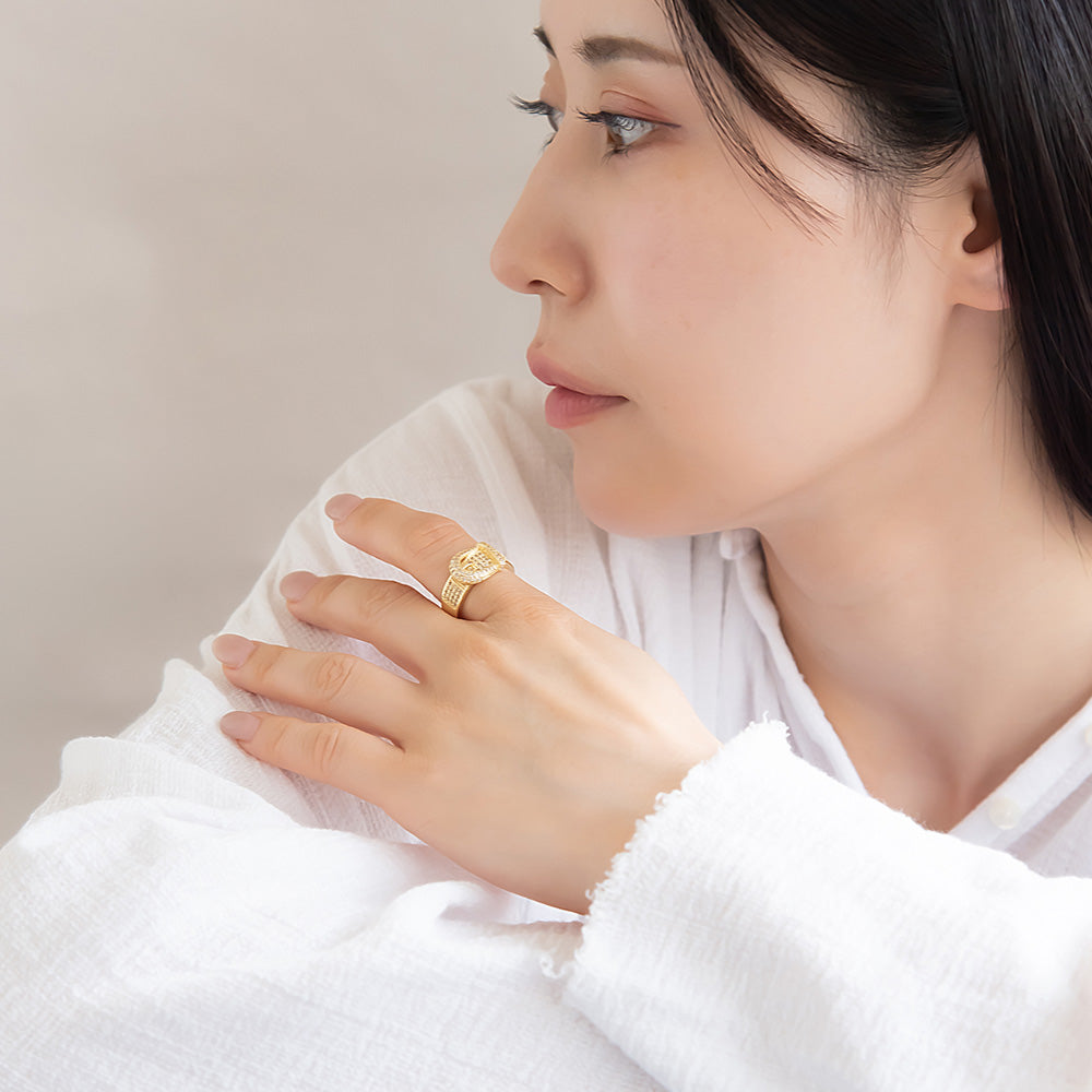 リング ステンレス キュービックジルコニア バックル ベルト