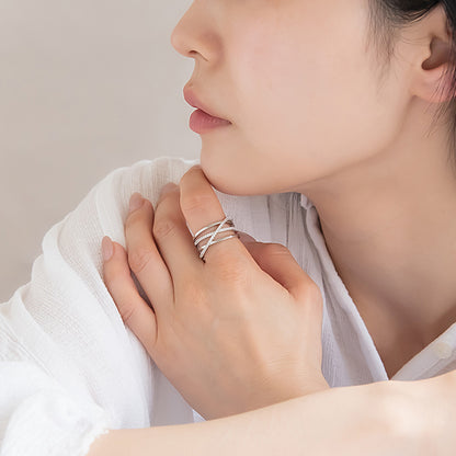 リング ステンレス キュービックジルコニア ライン フリーサイズ 指輪