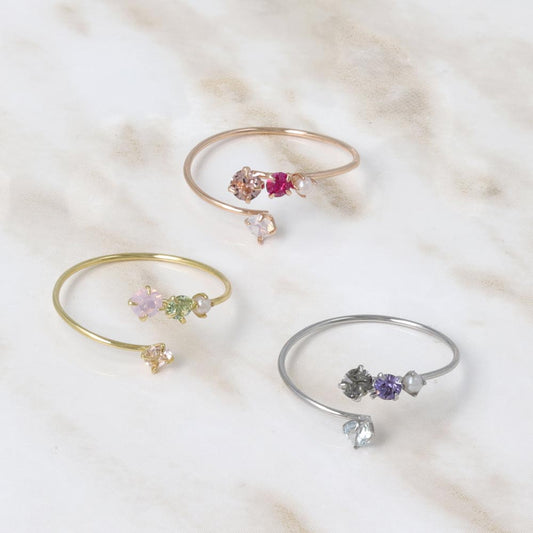 リング ニッケルフリー メタル カラー ストーン パール ライン フリーサイズ 指輪 ピンキーリング