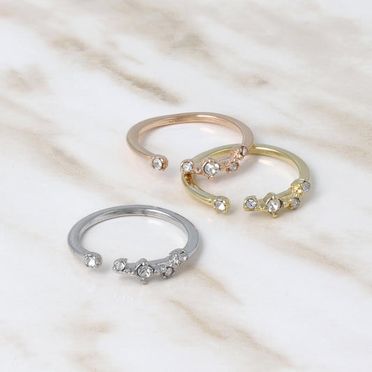 リング ニッケルフリー メタル ミニ ストーン ランダム フリーサイズ 指輪 ピンキーリング