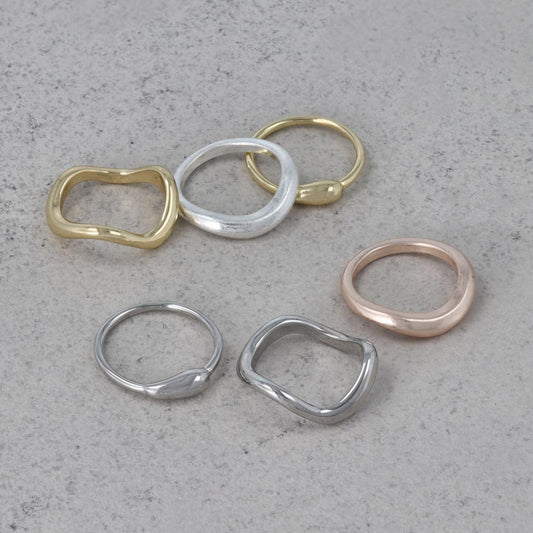 リング Combination Metal  ニッケルフリー メタル ウェーブ V字 ハイフン プランプ 3本セット 13号 指輪