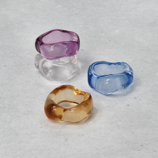 リング メルト ぷっくり ボリューム ウェーブ クリア カラー 12号 指輪