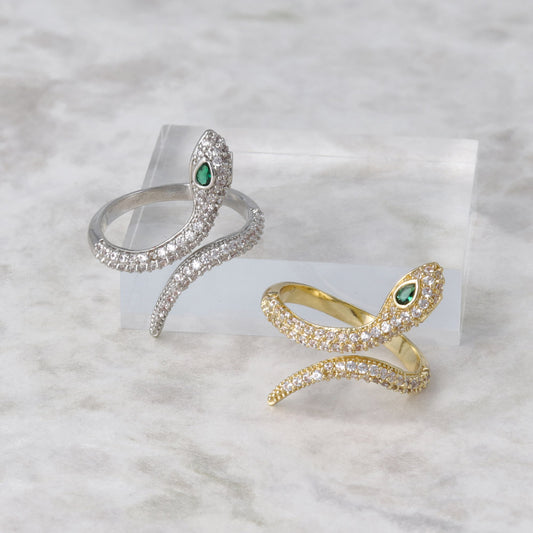 リング ニッケルフリー ヘビモチーフ キュービックジルコニア 13号 指輪