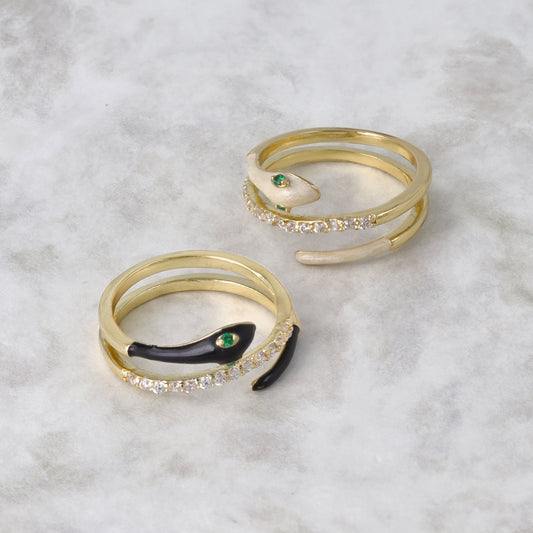 リング ニッケルフリー ヘビモチーフ カラー キュービックジルコニア 13号 指輪