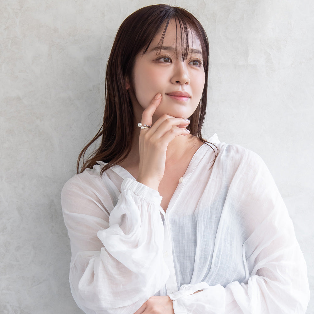 リング ニッケルフリー メタル パール ダブル ストーン 12号 指輪