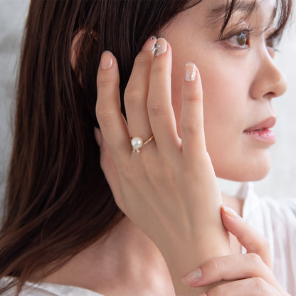 リング ニッケルフリー メタル パール ストーン クロス 12号 指輪