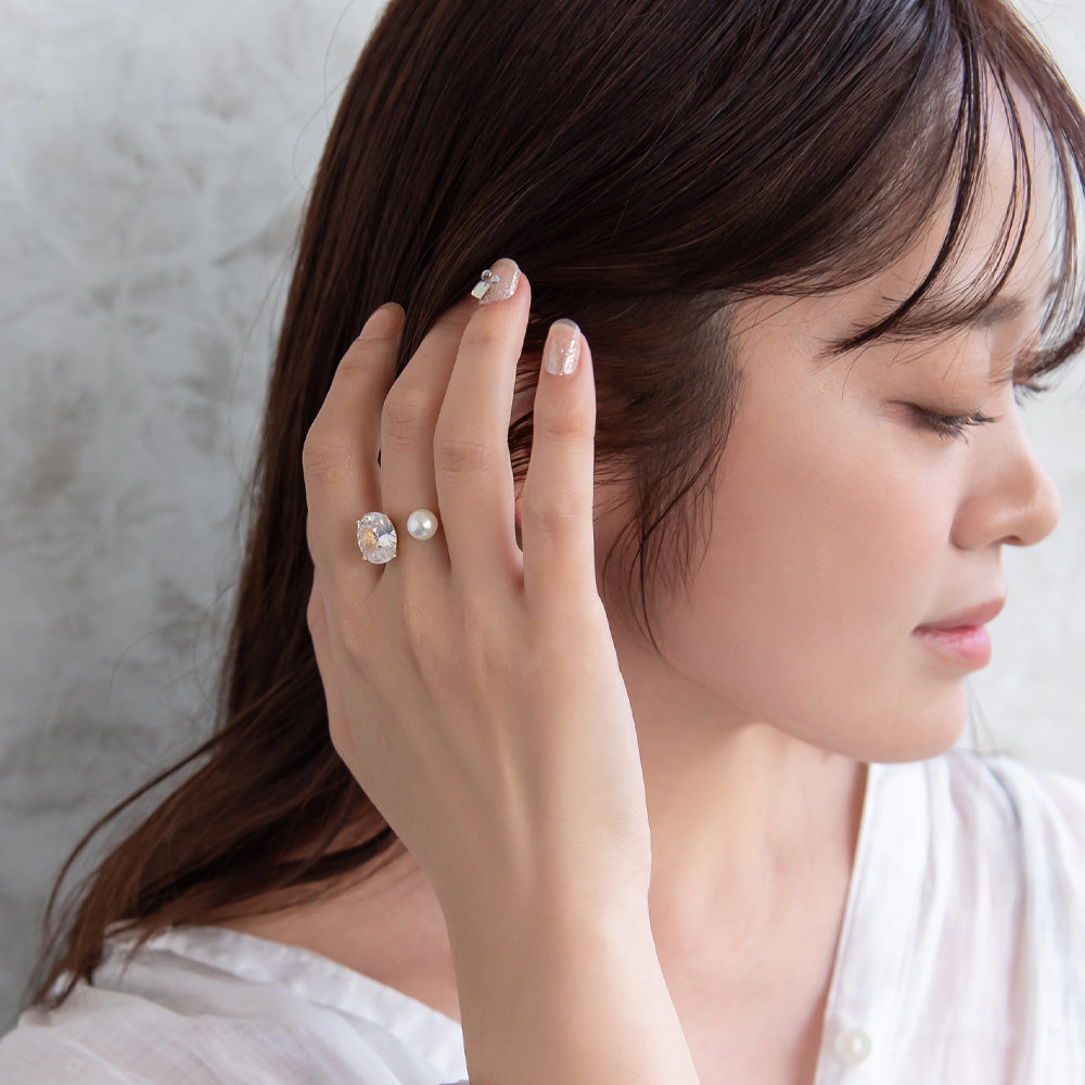 リング ニッケルフリー メタル パール キュービックジルコニア 12号 指輪