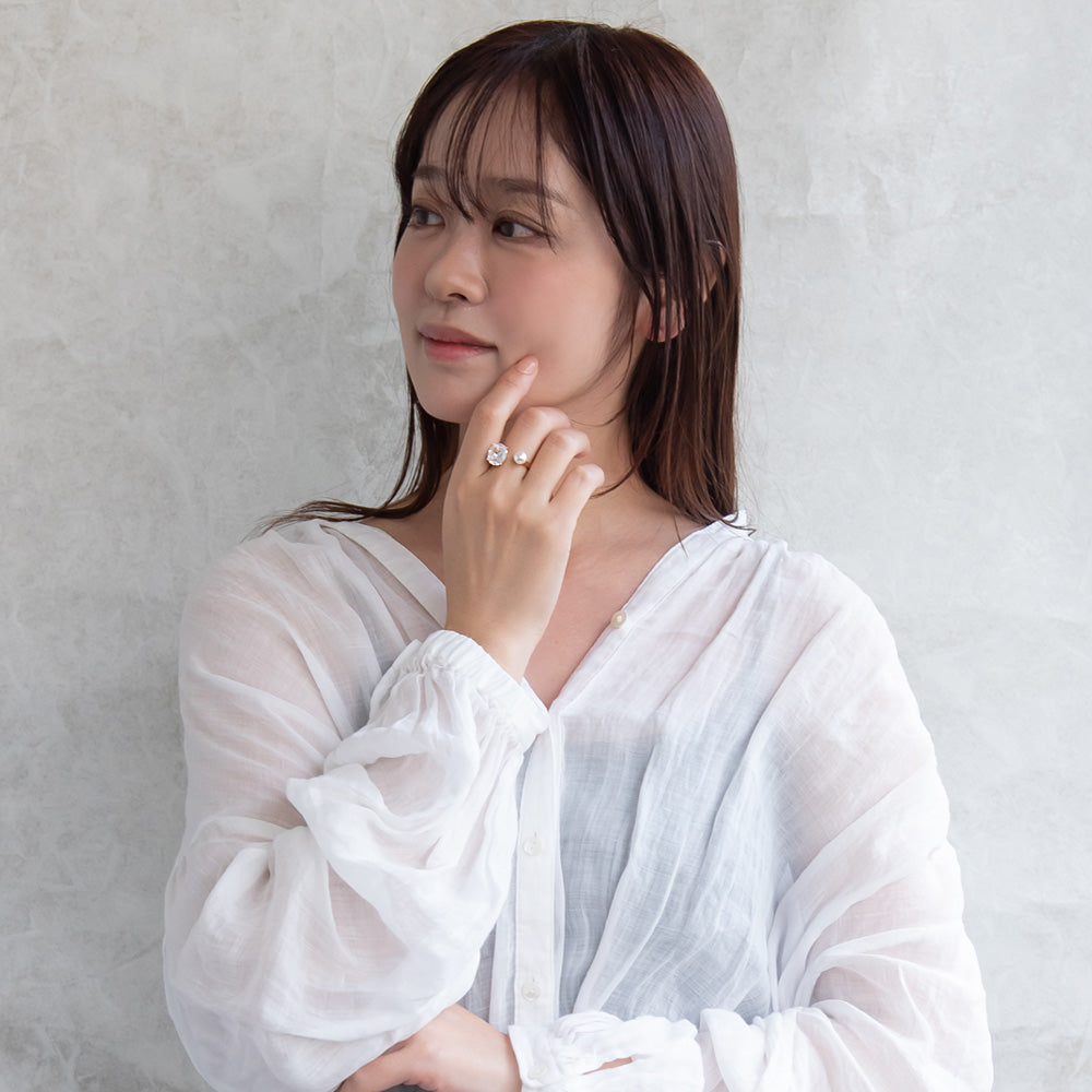 リング ニッケルフリー メタル パール キュービックジルコニア 12号 指輪