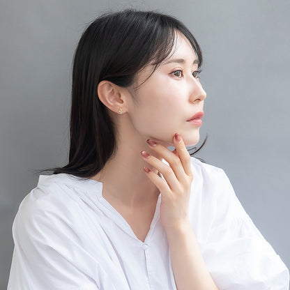 ピアス ニッケルフリー メタル キュービックジルコニア フラワー ストーン ボール 6個セット シルバー925ポスト スタッドピアス