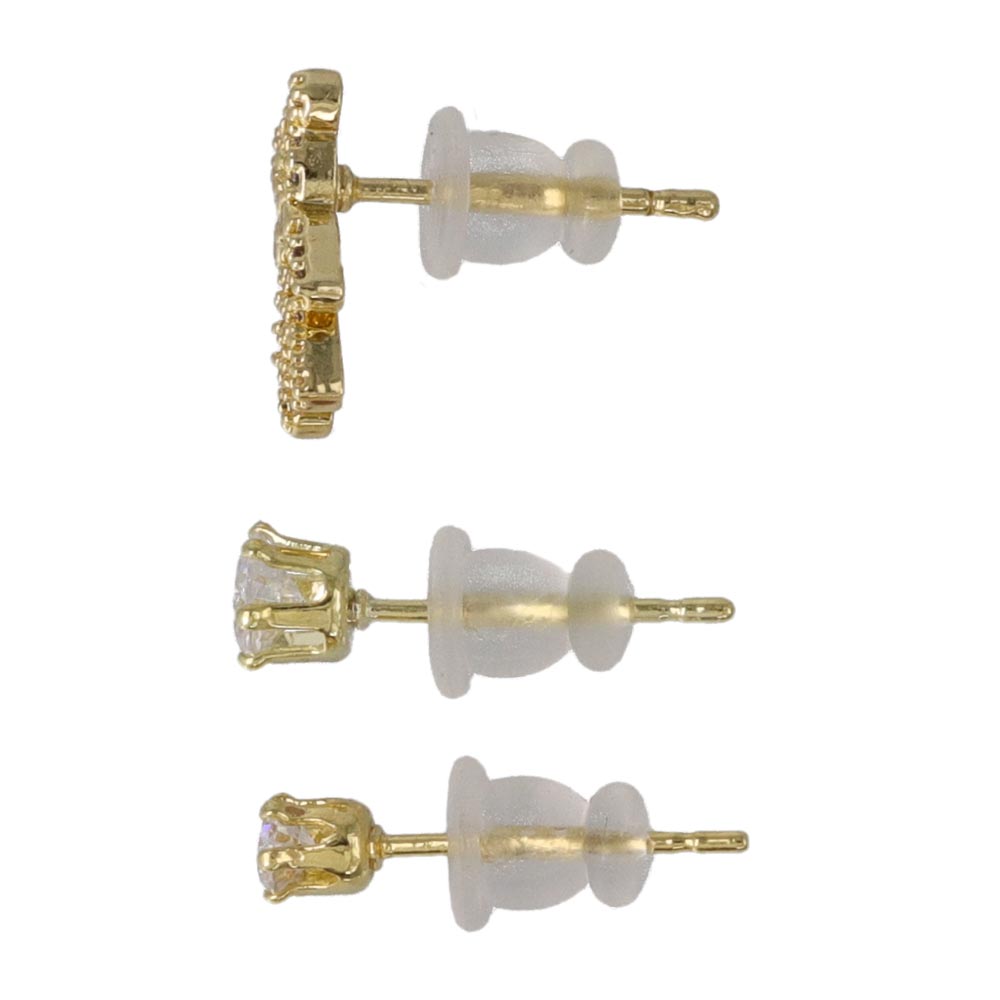 ピアス ニッケルフリー メタル キュービックジルコニア クマ 6個セット シルバー925ポスト スタッドピアス