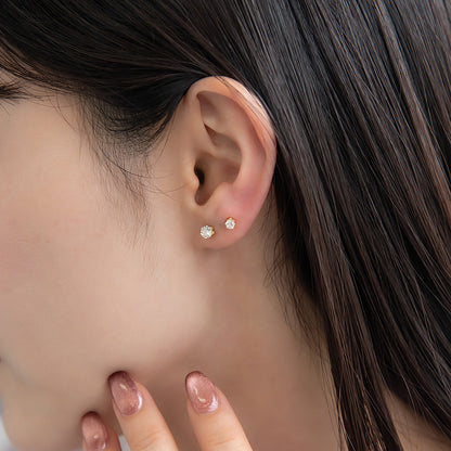 ピアス ニッケルフリー メタル キュービックジルコニア クマ 6個セット シルバー925ポスト スタッドピアス