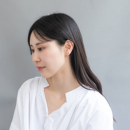 ピアス ニッケルフリー メタル キュービックジルコニア パール ライン ハート 6個セット スタッドピアス