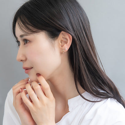 ピアス ニッケルフリー メタル キュービックジルコニア パール ライン ハート 6個セット スタッドピアス