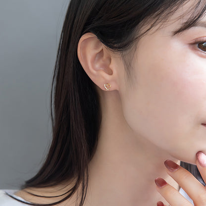 ピアス ニッケルフリー メタル キュービックジルコニア パール ライン ハート 6個セット スタッドピアス