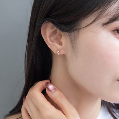 ピアス ニッケルフリー メタル キュービックジルコニア パール ライン ハート 6個セット スタッドピアス