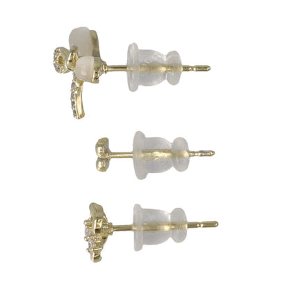 ピアス ニッケルフリー メタル キュービックジルコニア 合成キャッツアイ リボン クローバー 6個セット スタッドピアス