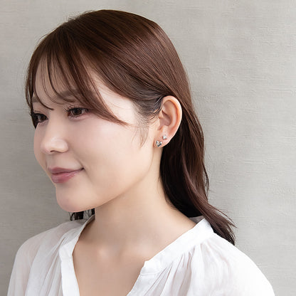 ピアス ニッケルフリー メタル ハート 釈迦玉ボール パール 6個セット チタンポスト スタッドピアス