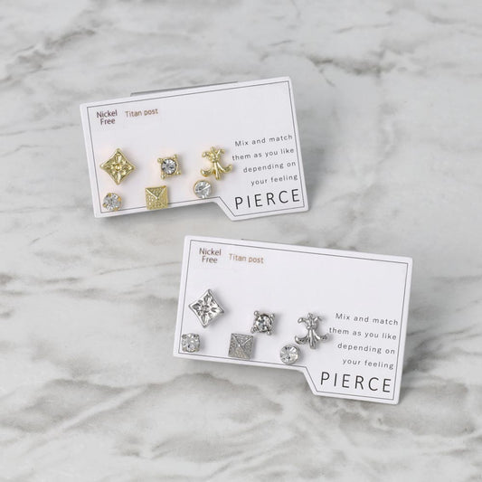 ピアス ニッケルフリー 百合の紋章 ロンバス 6個セット チタンポスト スタッドピアス