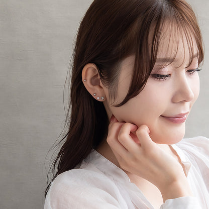 ピアス ニッケルフリー メタル バタフライ フラワー パール 釈迦玉ボール 6個セット チタンポスト スタッドピアス