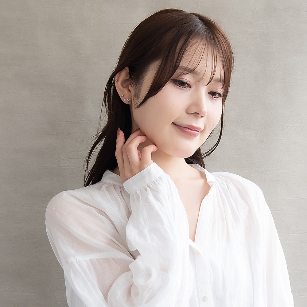 ピアス ニッケルフリー メタル バタフライ フラワー パール 釈迦玉ボール 6個セット チタンポスト スタッドピアス