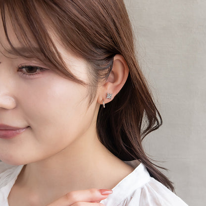 ピアス ニッケルフリー メタル ムーン スター C型 パール 釈迦玉ボール 6個セット チタンポスト スタッドピアス