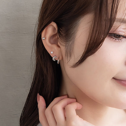 ピアス ニッケルフリー メタル ムーン スター C型 パール 釈迦玉ボール 6個セット チタンポスト スタッドピアス