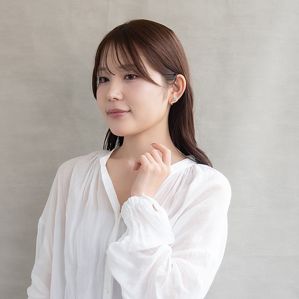 ピアス ニッケルフリー メタル ムーン スター C型 パール 釈迦玉ボール 6個セット チタンポスト スタッドピアス