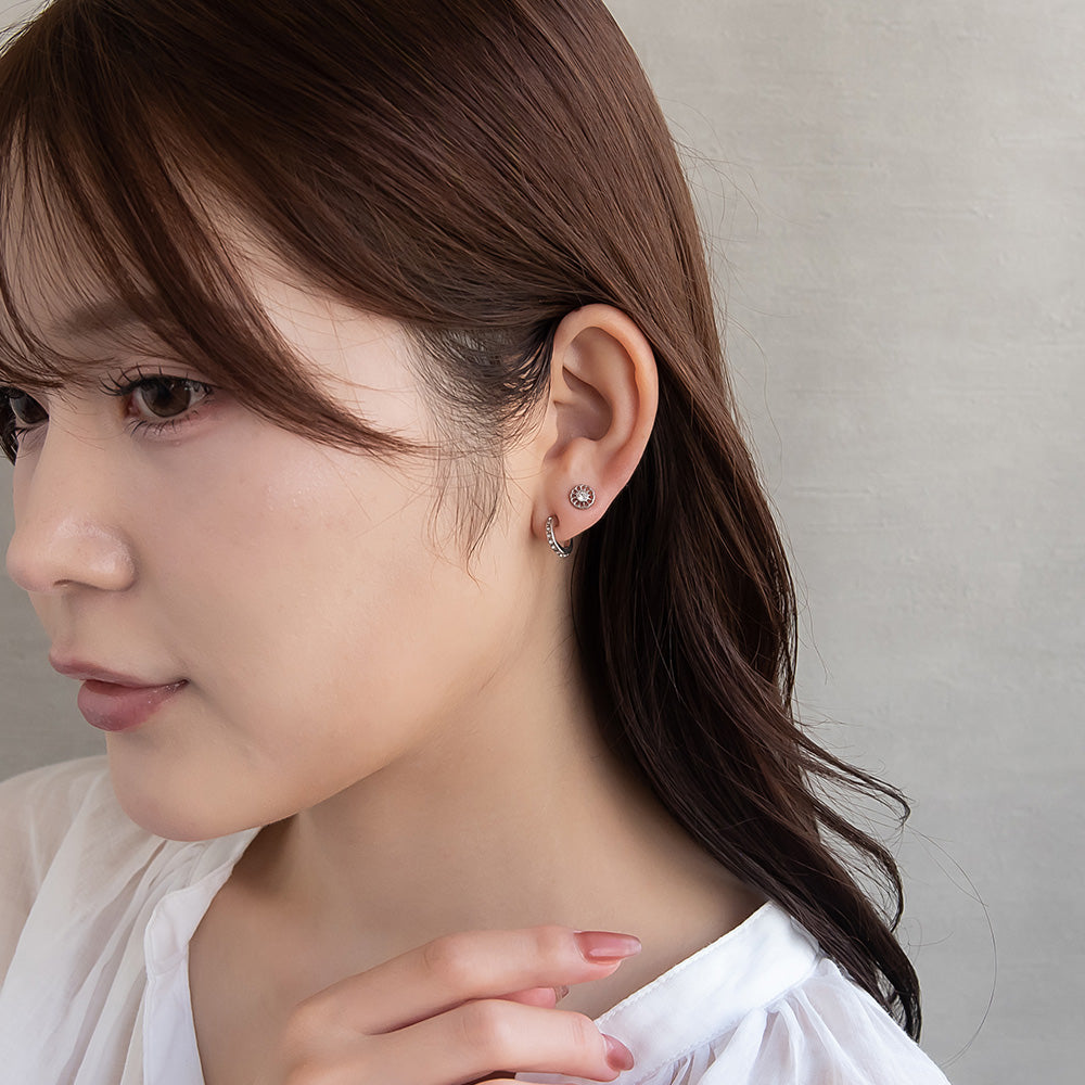 ピアス ニッケルフリー メタル C型 パール 釈迦玉ボール 6個セット チタンポスト スタッドピアス