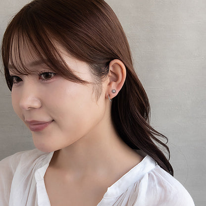 ピアス ニッケルフリー メタル C型 パール 釈迦玉ボール 6個セット チタンポスト スタッドピアス