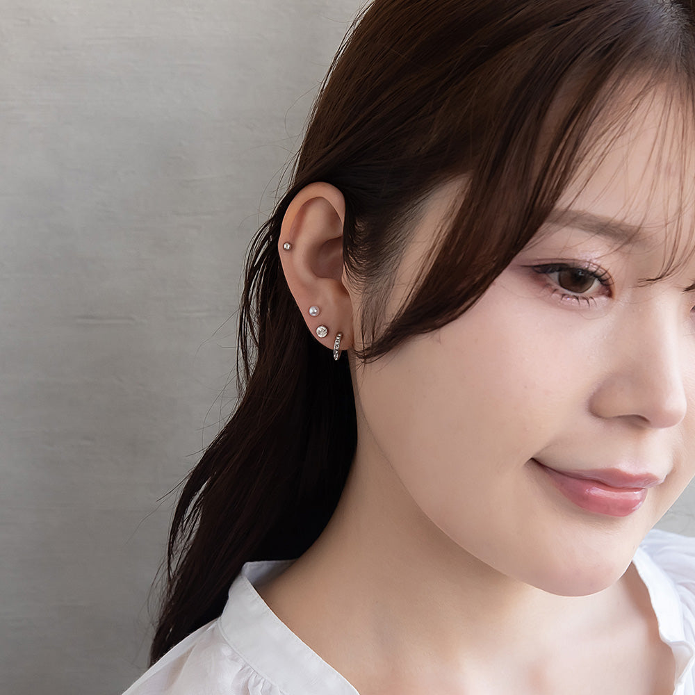 ピアス ニッケルフリー メタル C型 パール 釈迦玉ボール 6個セット チタンポスト スタッドピアス