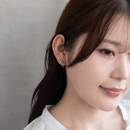 ピアス ニッケルフリー メタル C型 パール 釈迦玉ボール 6個セット チタンポスト スタッドピアス